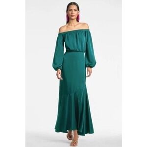 Sachin & Babi Kai Satin Crepe Off Shoulder Dress in Dragonfly Sz 8 NWT
